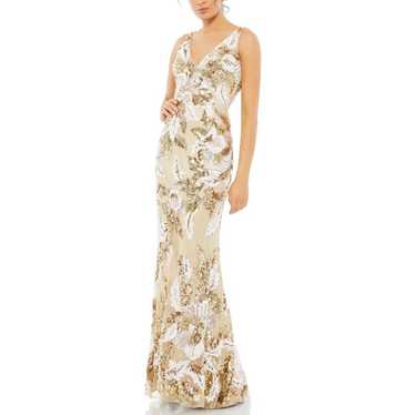 Mac Duggal 5476 Floral Embellished Sequin V-Neck … - image 1