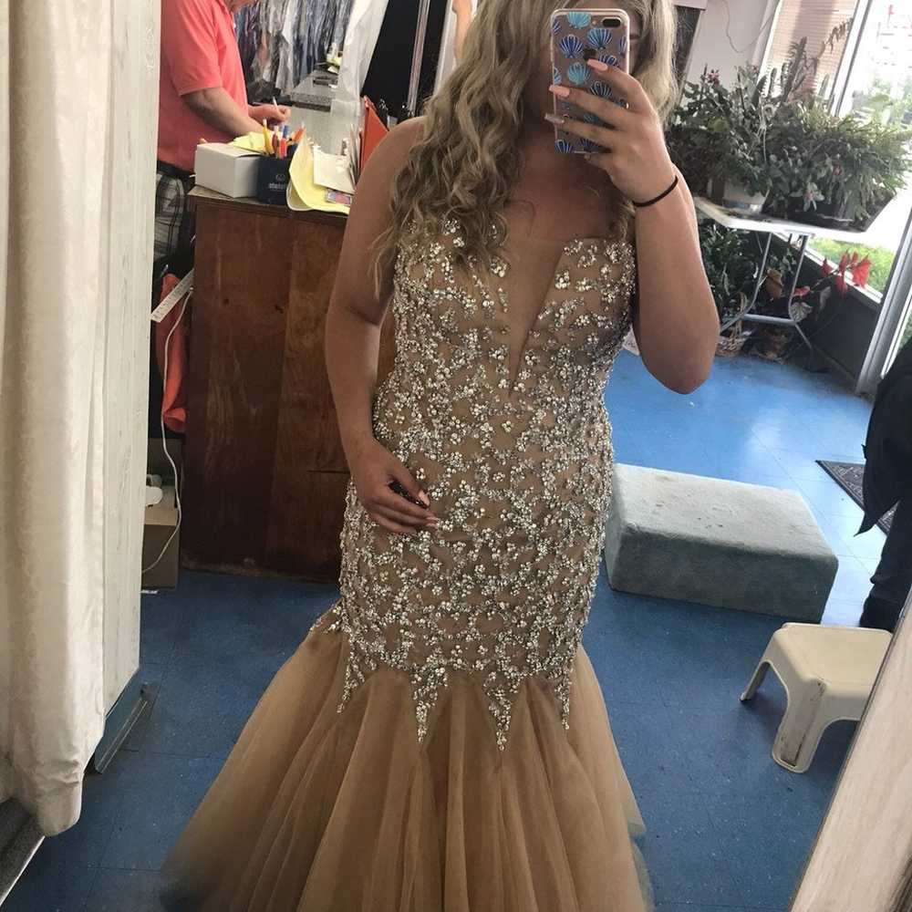 Mermaid Gold Prom Dress - image 2