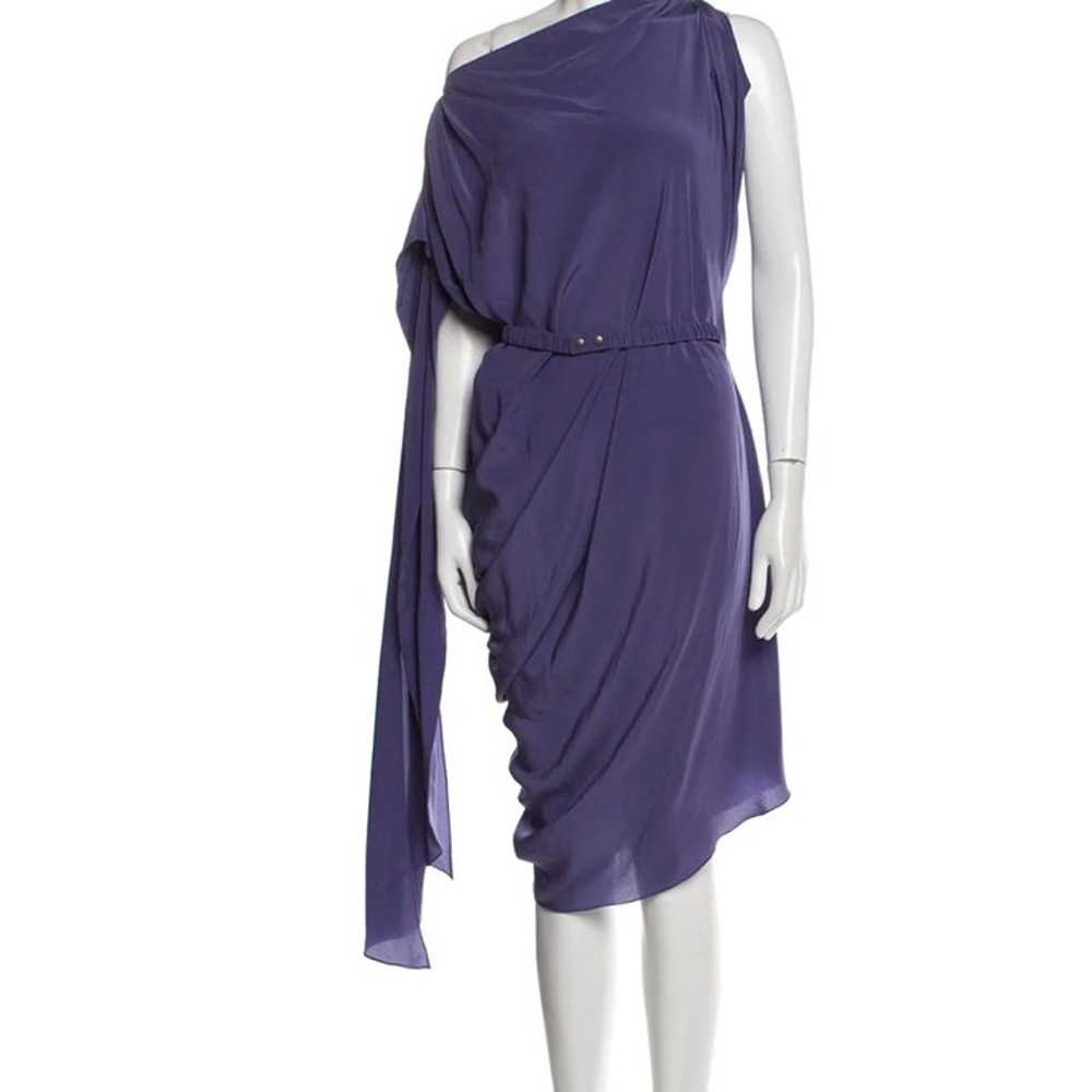 Lanvin Iconic Asymmetrical Plain Dress Silk Purple - image 1