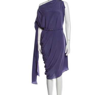 Lanvin Iconic Asymmetrical Plain Dress Silk Purple - image 1