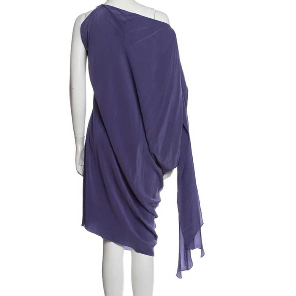 Lanvin Iconic Asymmetrical Plain Dress Silk Purple - image 2