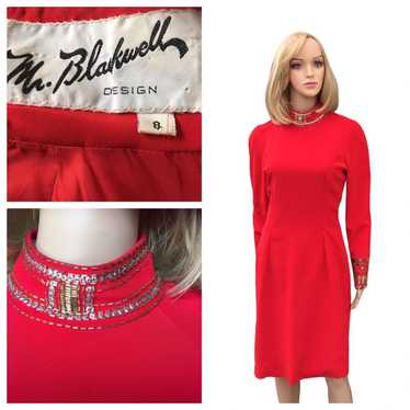 Mr Blackwell desing red embellised dress