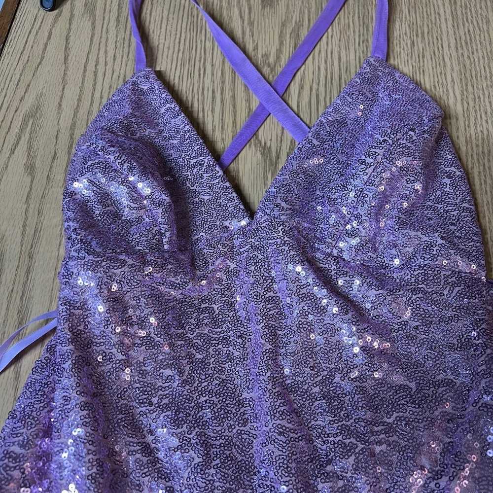 Colorshift Stretch Sequin Lilac Maxi Dress - image 3