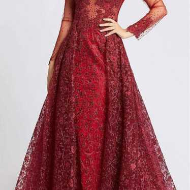 mac duggal lace beaded gown