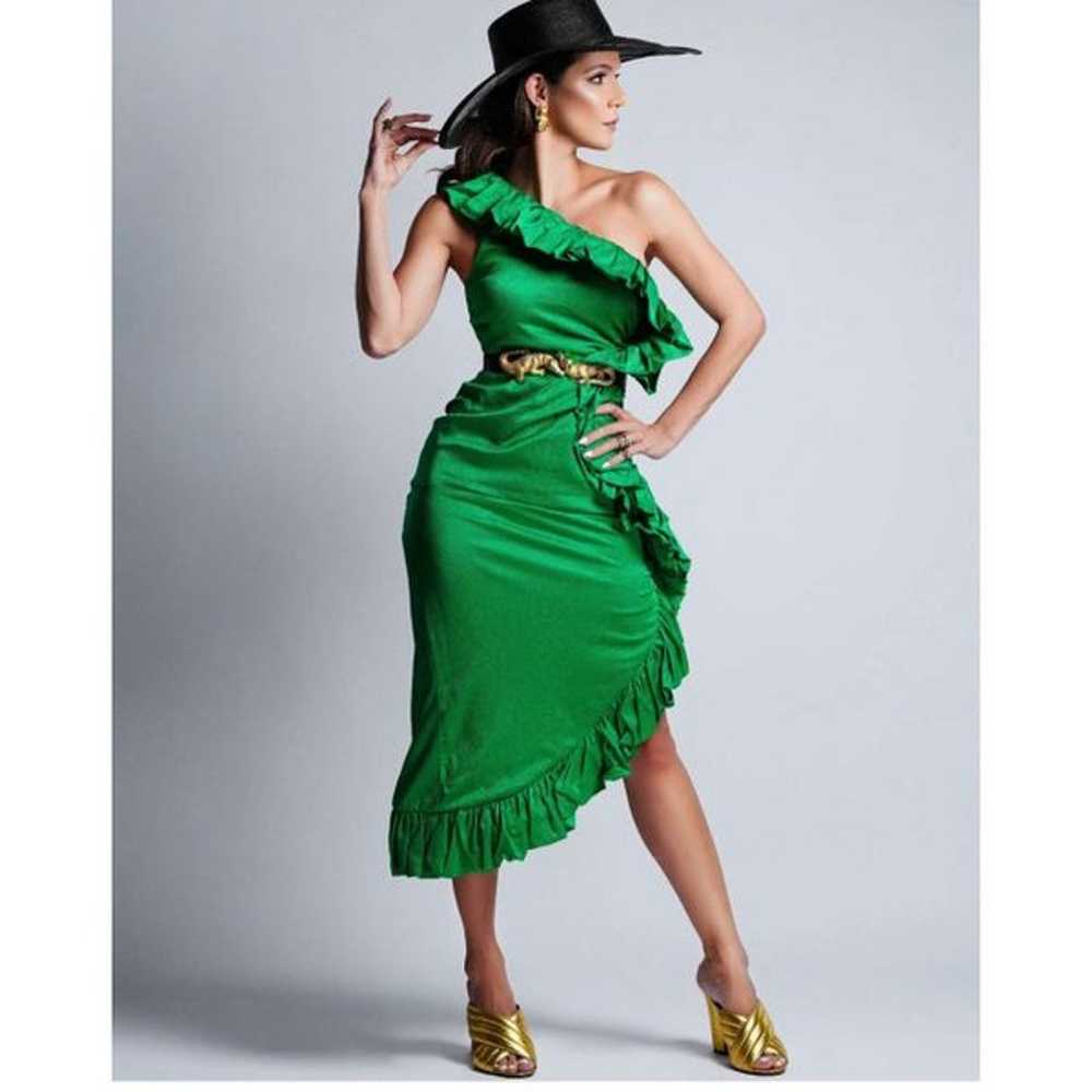 The Attico Frill Asymmetrical Emerald Green Midi … - image 6