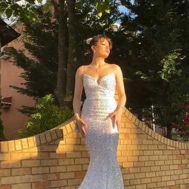 Iridescent sequin mermaid style prom dress