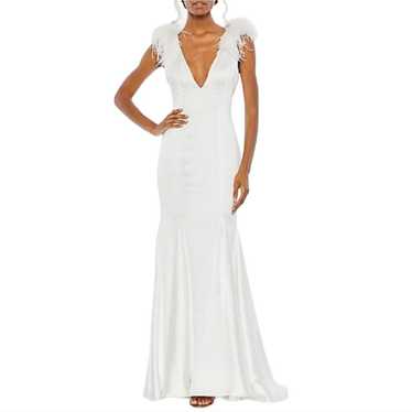 Mac Duggal Feather-Embellished Sheath Gown - image 1