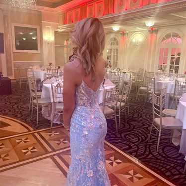 light blue corset prom dress