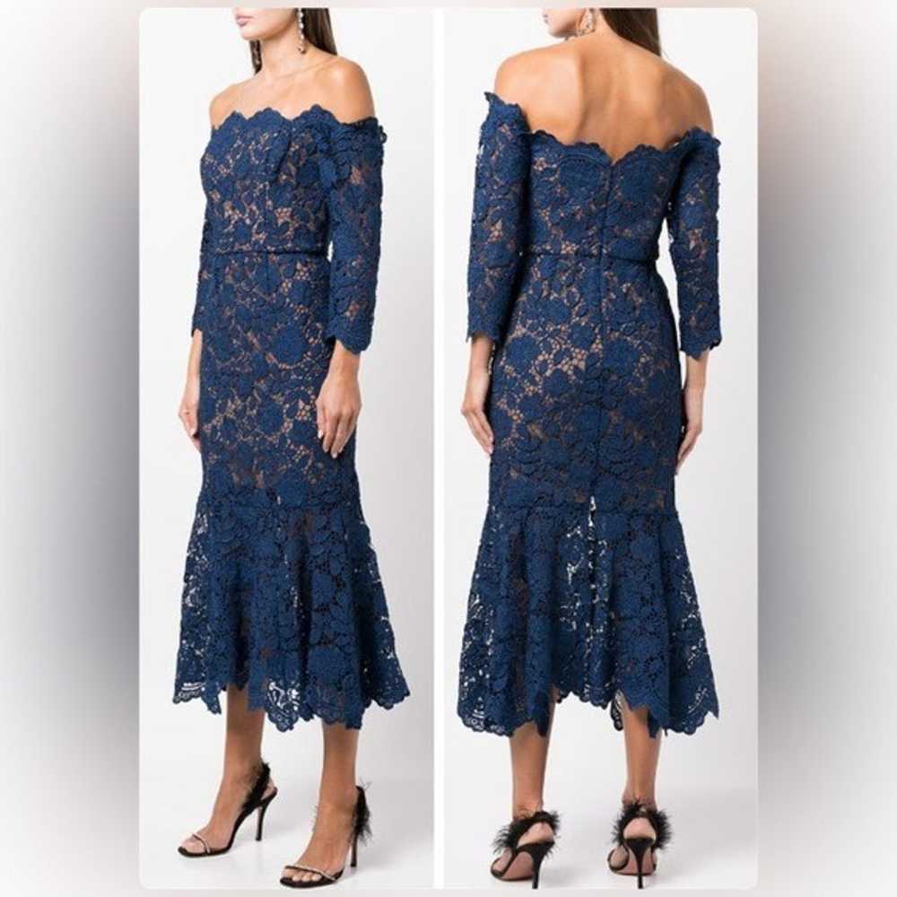 Marchesa Notte off-shoulder lace-panel dress US:10 - image 1