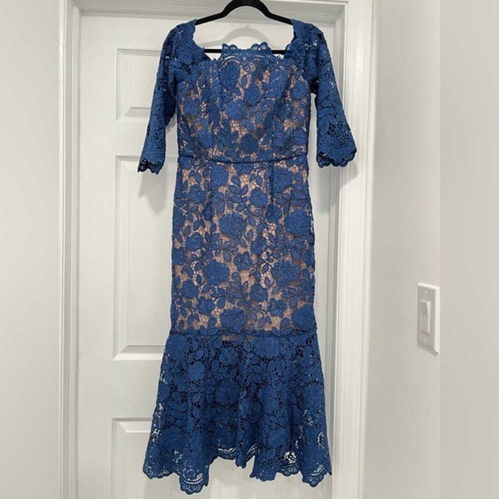 Marchesa Notte off-shoulder lace-panel dress US:10 - image 6