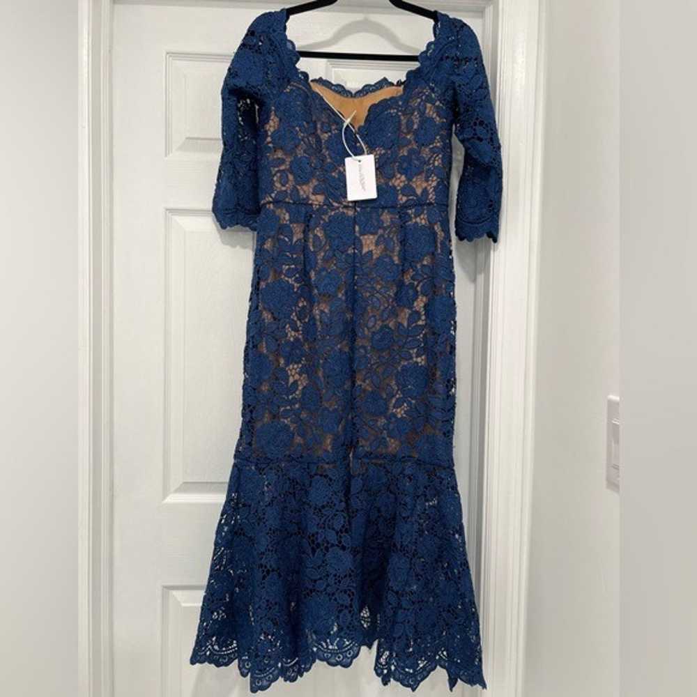 Marchesa Notte off-shoulder lace-panel dress US:10 - image 8