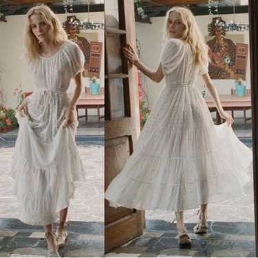 New Doen London Tansy Maxi Dress in Salt / White