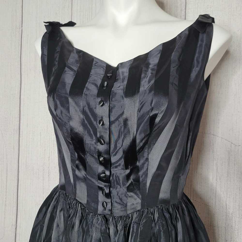 Vintage Vtg 50s Black Stripe Cocktail Party Dress… - image 2