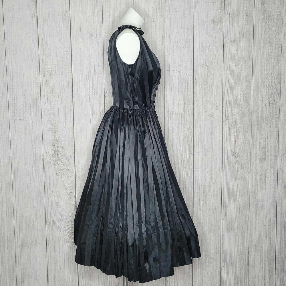 Vintage Vtg 50s Black Stripe Cocktail Party Dress… - image 6