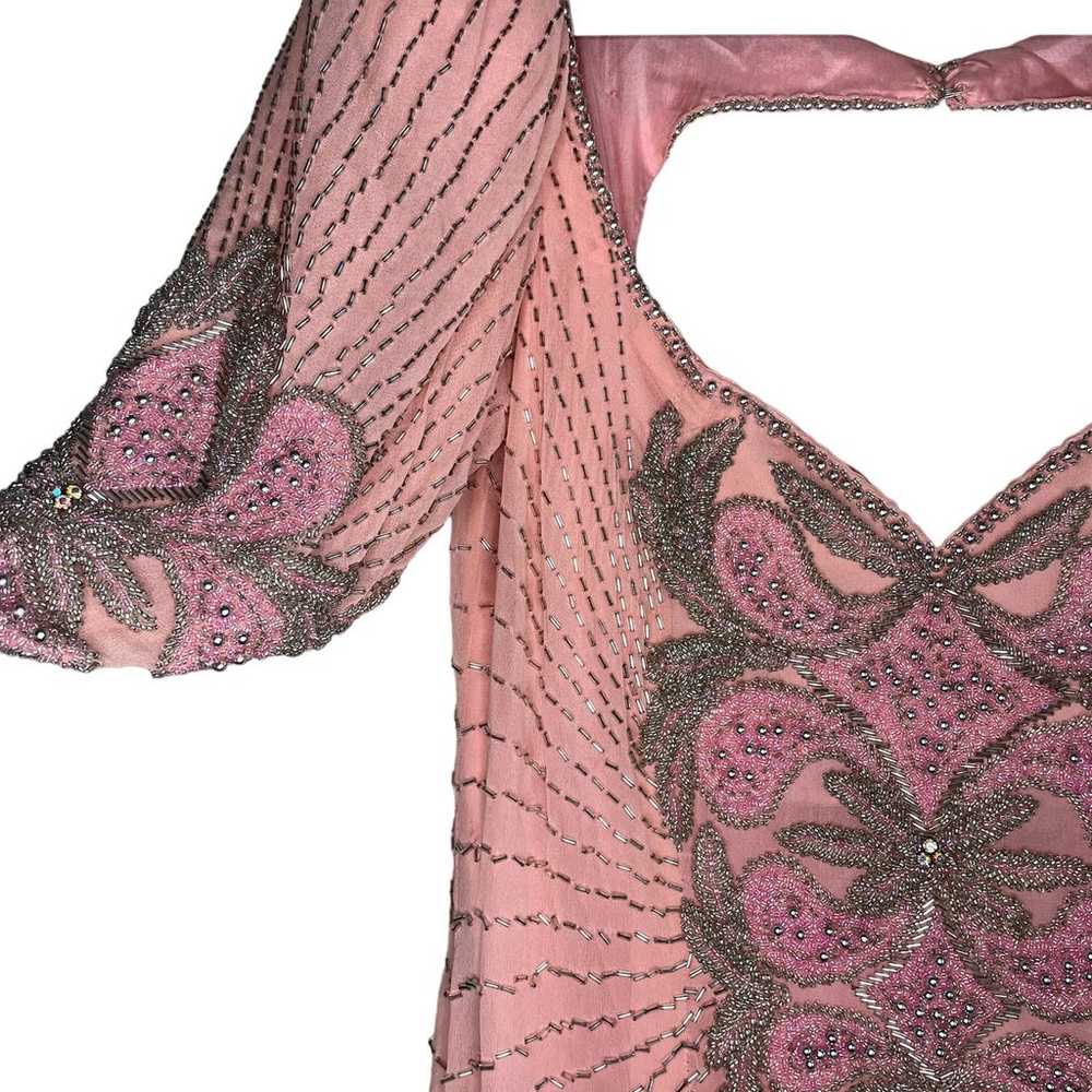 Vintage Beaded Lillie Rubin Silk Light Pink Open … - image 2