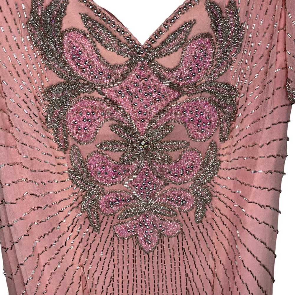 Vintage Beaded Lillie Rubin Silk Light Pink Open … - image 3