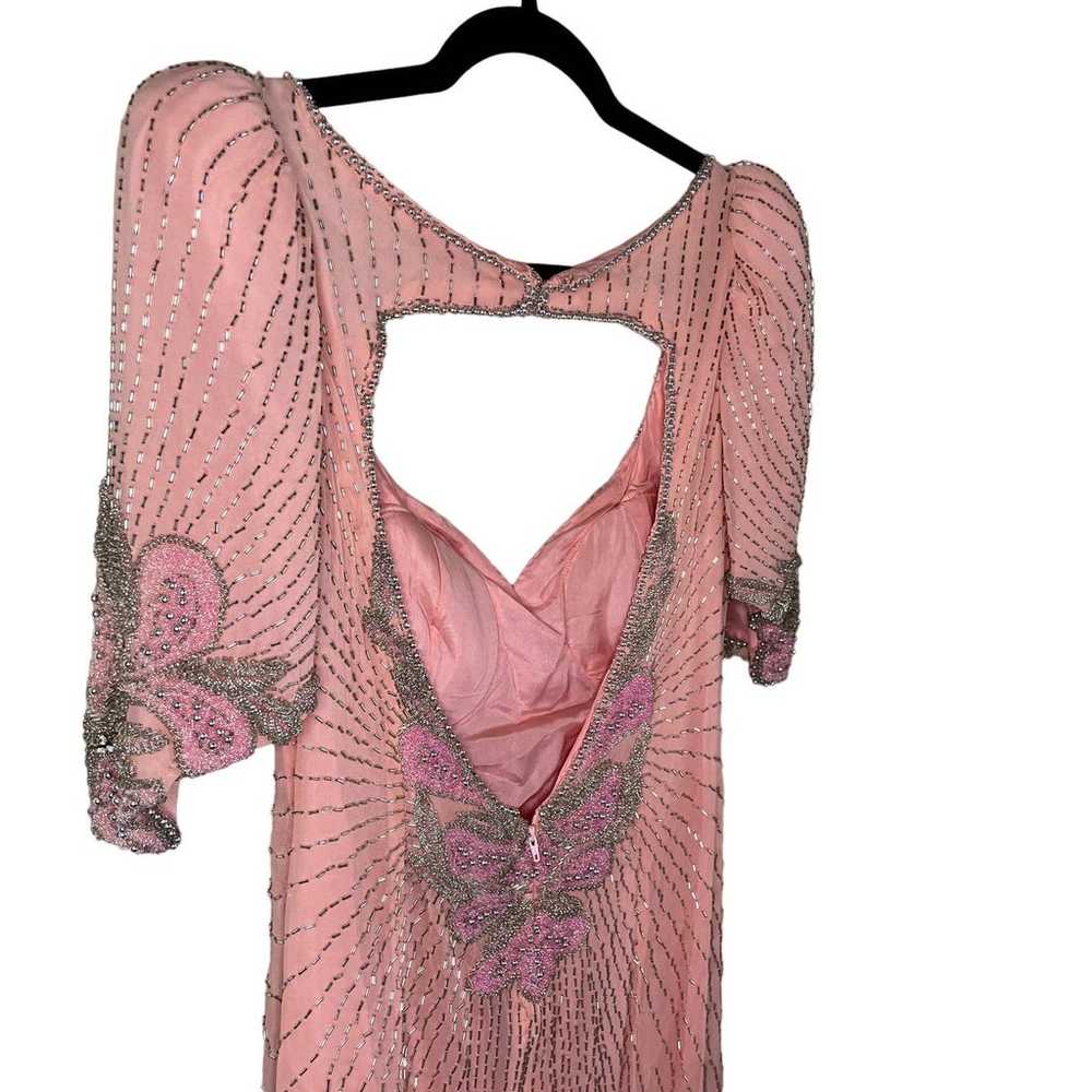 Vintage Beaded Lillie Rubin Silk Light Pink Open … - image 4