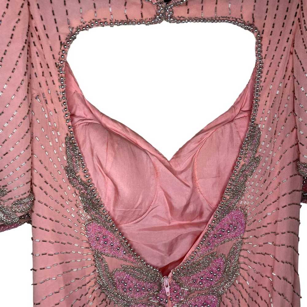 Vintage Beaded Lillie Rubin Silk Light Pink Open … - image 6