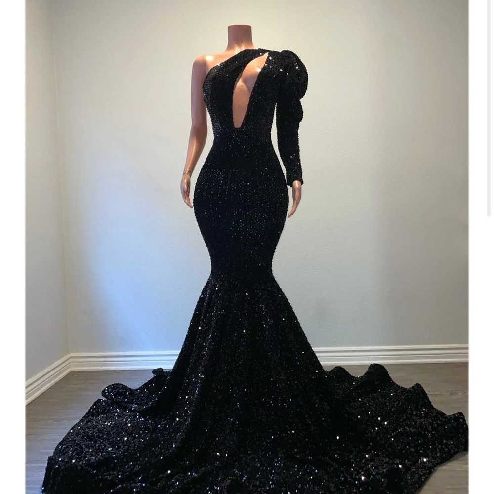 Black Sequin Prom Dress - image 1