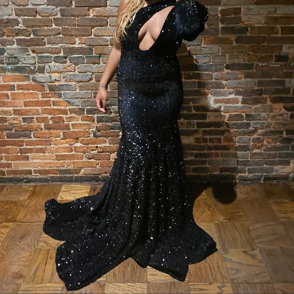 Black Sequin Prom Dress - image 2
