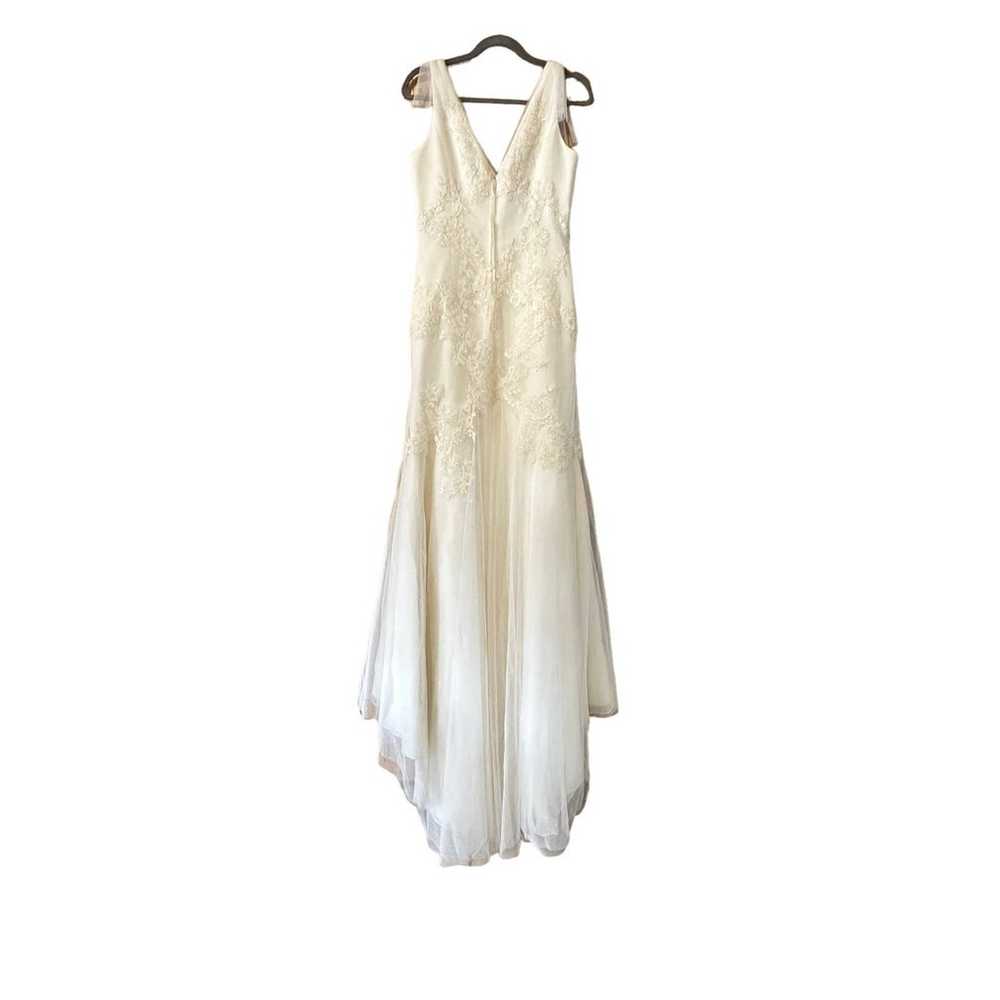 White by Vera Wang V-Neck Off-White Lace Trumpet … - image 10