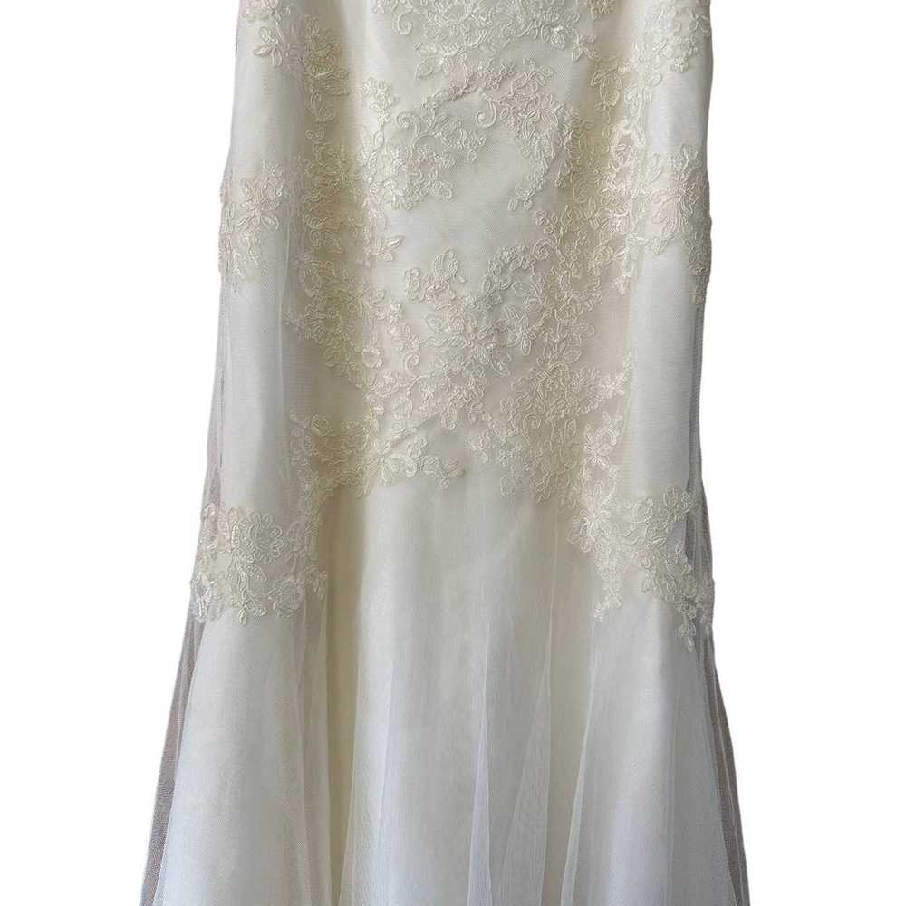 White by Vera Wang V-Neck Off-White Lace Trumpet … - image 4