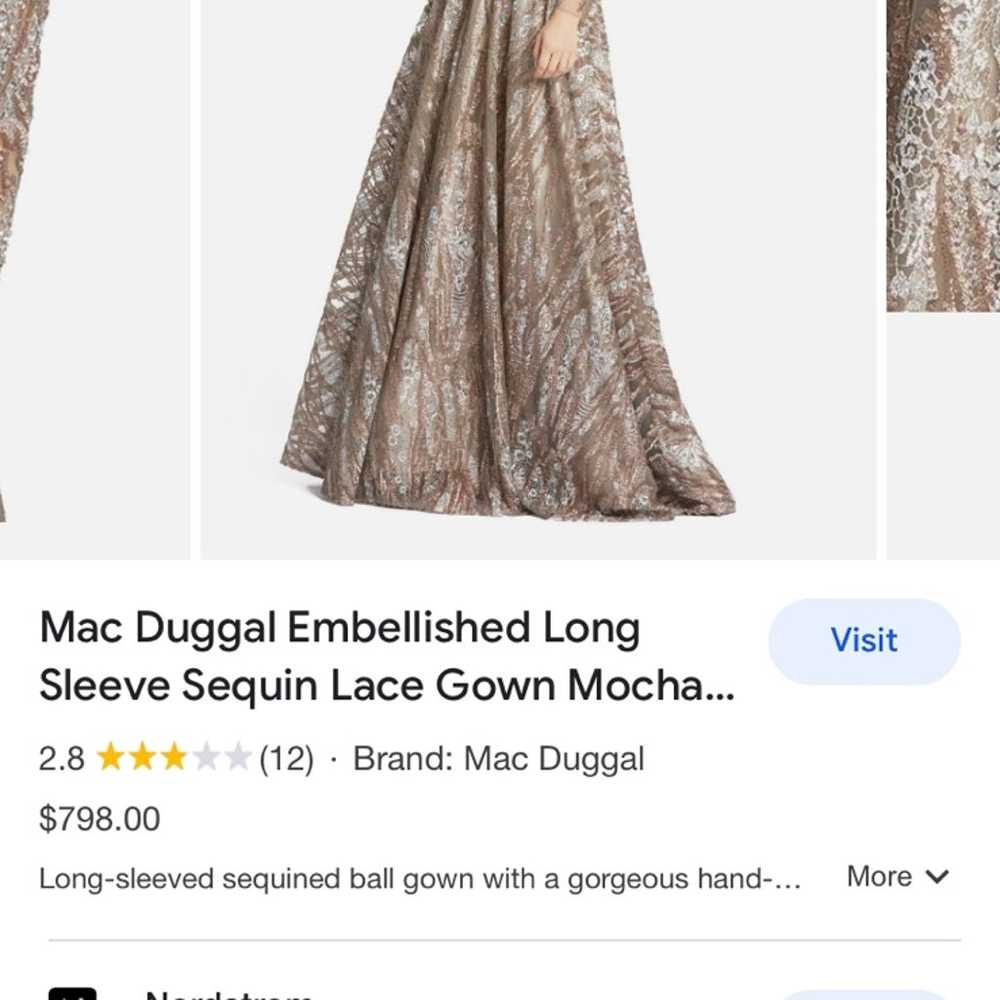 Mac Duggal Embellished Long Sleeve Sequin Lace Go… - image 2