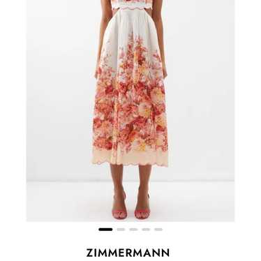 Zimmermann Devi Floral-Print Linen MIDI Dress -Cr… - image 1