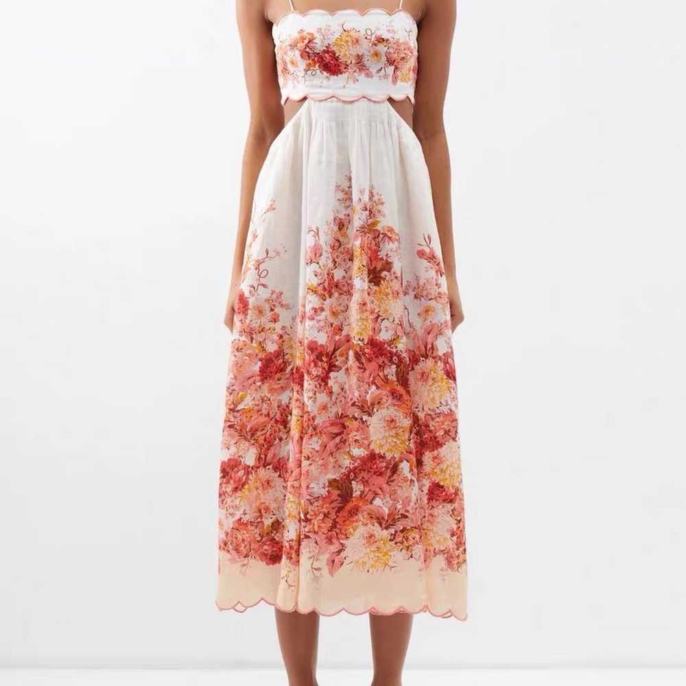 Zimmermann Devi Floral-Print Linen MIDI Dress -Cr… - image 2