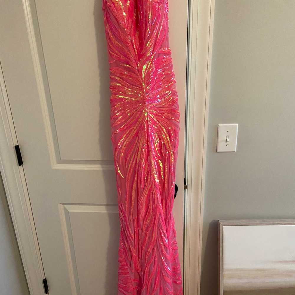 Hot Pink Jovani Prom Dress - image 5