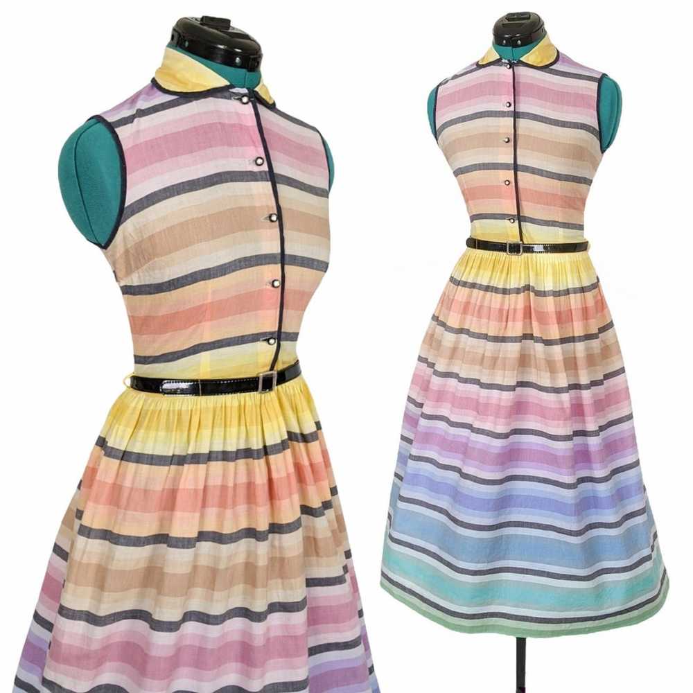 Rare 1950s Rainbow Dress OOAK Holy Grail 1960s Pa… - image 10