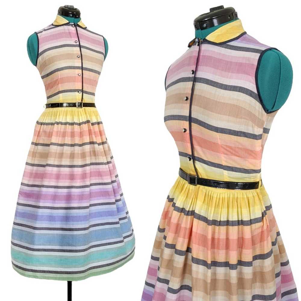 Rare 1950s Rainbow Dress OOAK Holy Grail 1960s Pa… - image 11