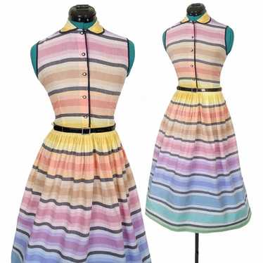 Rare 1950s Rainbow Dress OOAK Holy Grail 1960s Pa… - image 1