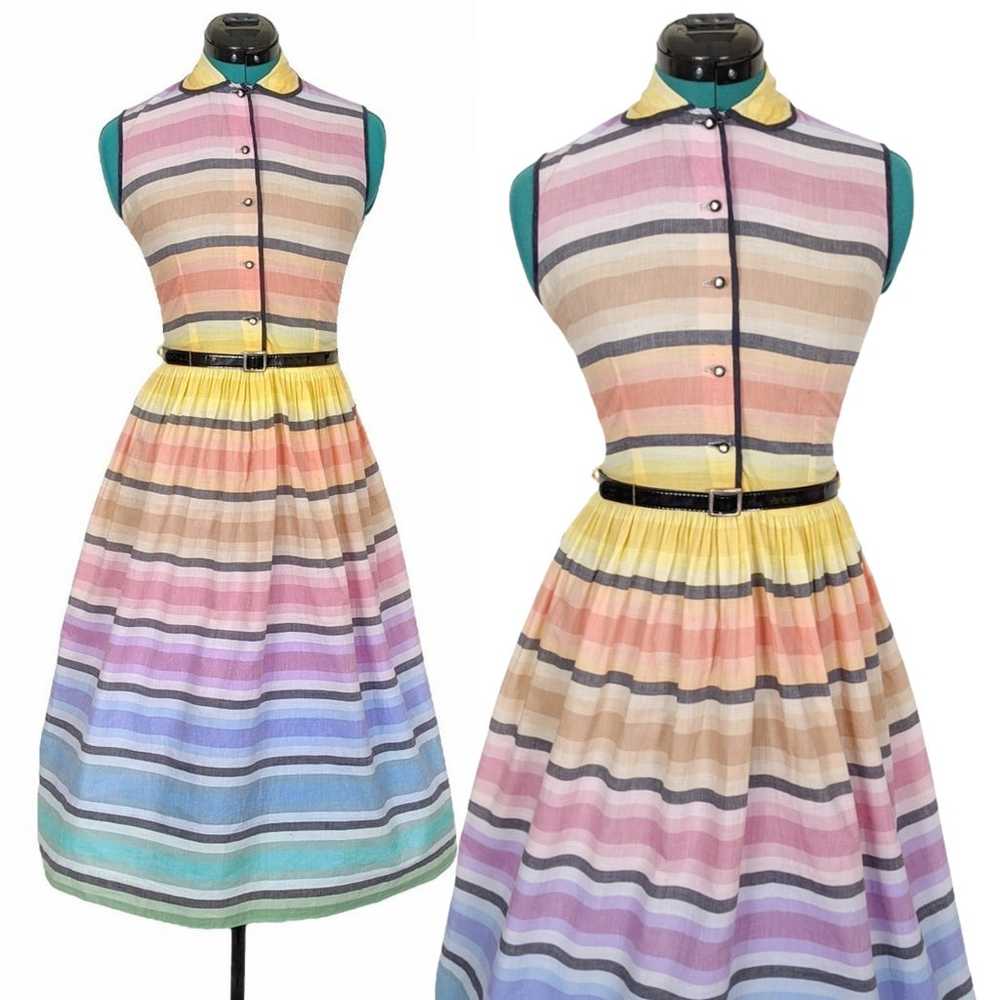 Rare 1950s Rainbow Dress OOAK Holy Grail 1960s Pa… - image 2