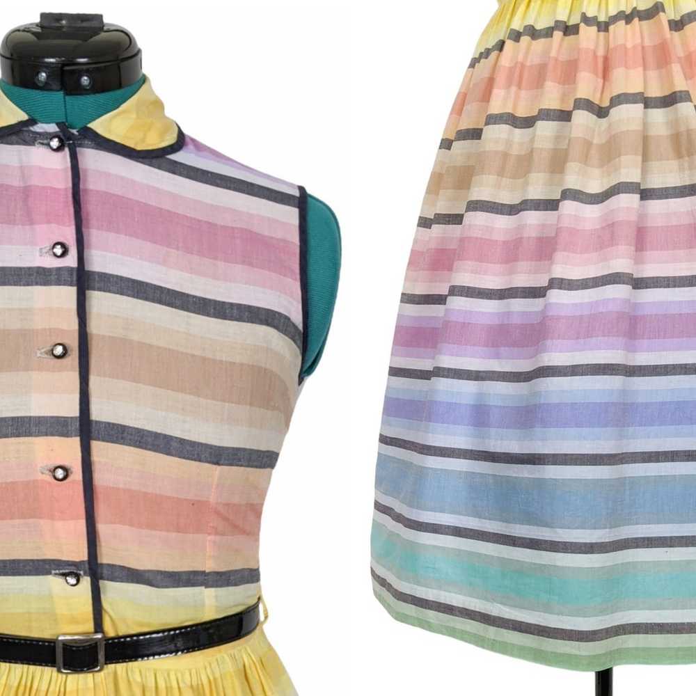 Rare 1950s Rainbow Dress OOAK Holy Grail 1960s Pa… - image 4