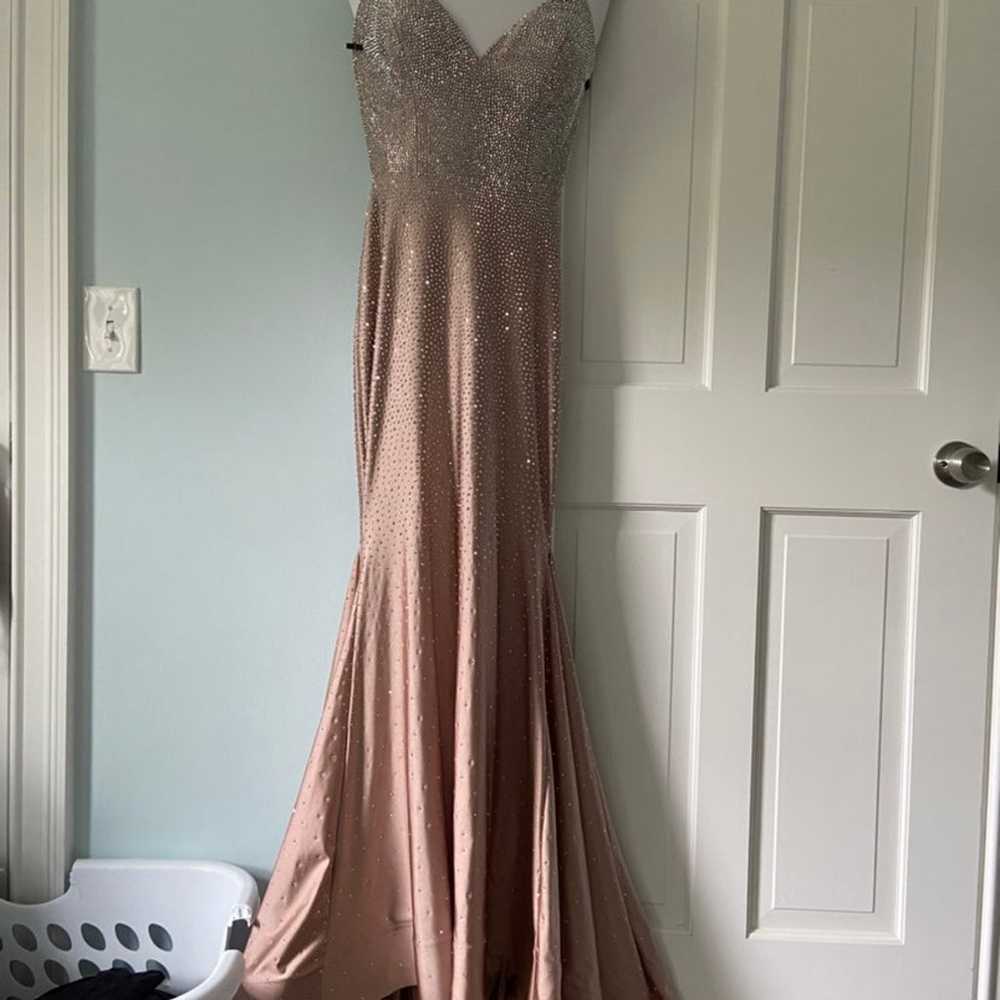 Pink bejeweled tight Prom Dress with train Size 6 - image 10