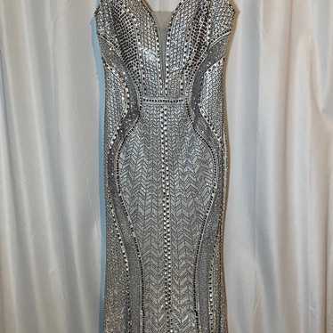 Silver rhinestone Prom dress