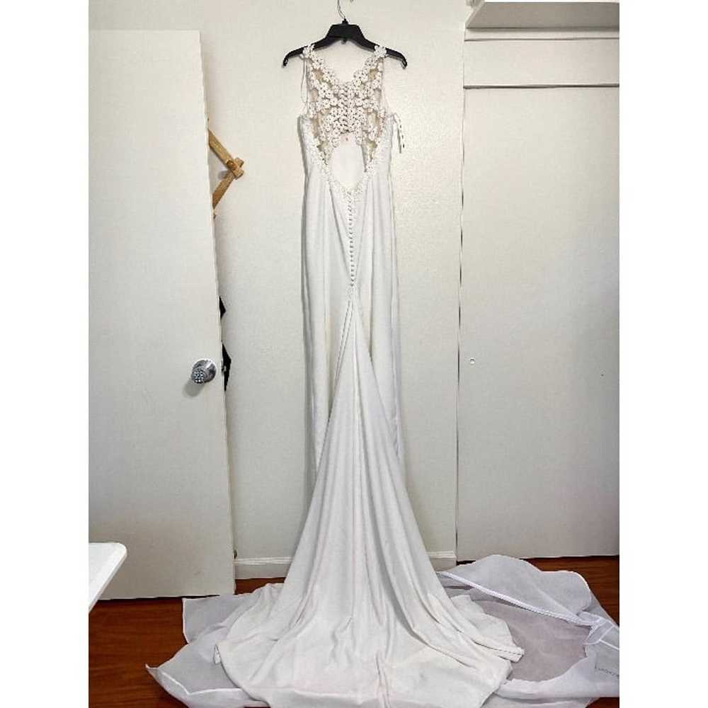 Pronovias Manon Crepe Mermaid Gown Ivory Size 10 - image 3