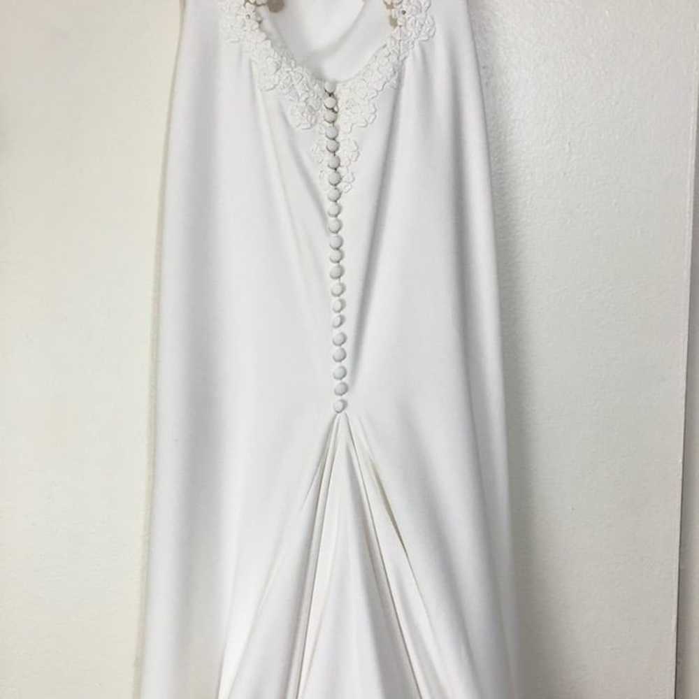 Pronovias Manon Crepe Mermaid Gown Ivory Size 10 - image 5