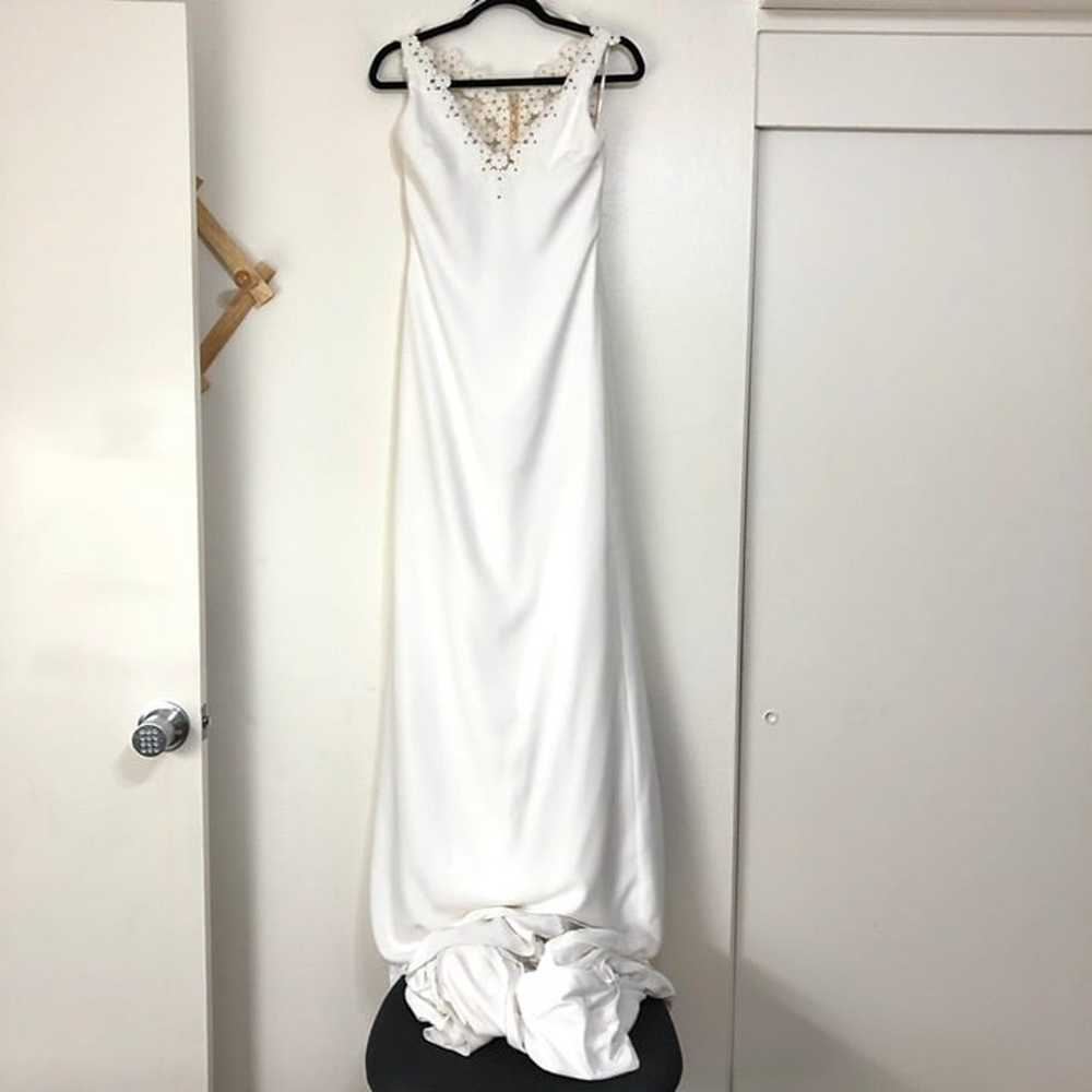 Pronovias Manon Crepe Mermaid Gown Ivory Size 10 - image 6