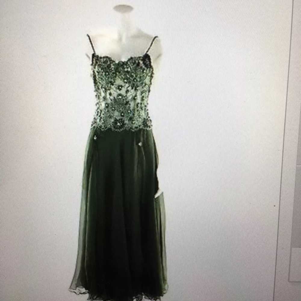 Claudia Acre Emerald Lace Evening Gown - image 2