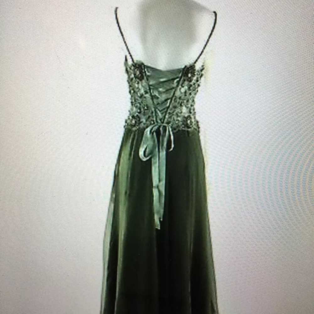 Claudia Acre Emerald Lace Evening Gown - image 3