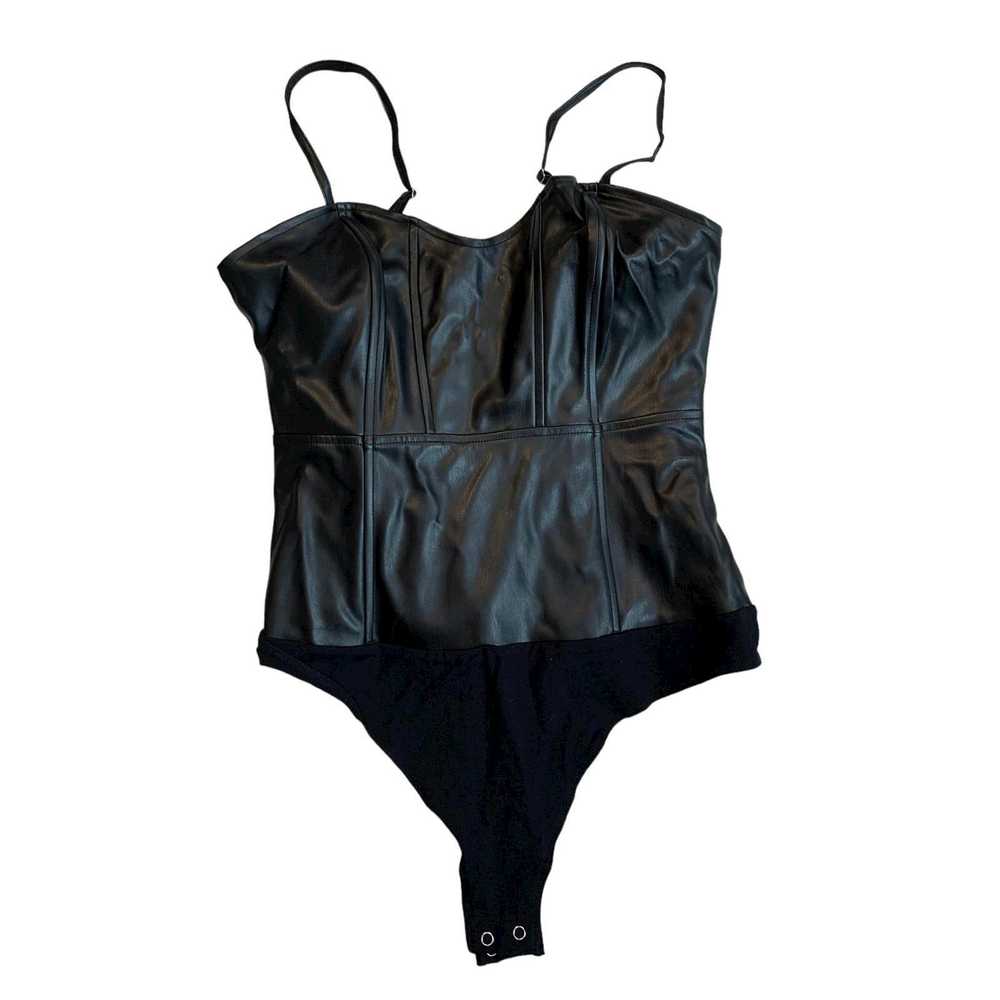 Guess GUESS Faux-Leather Bodysuit Womens Size M B… - image 1