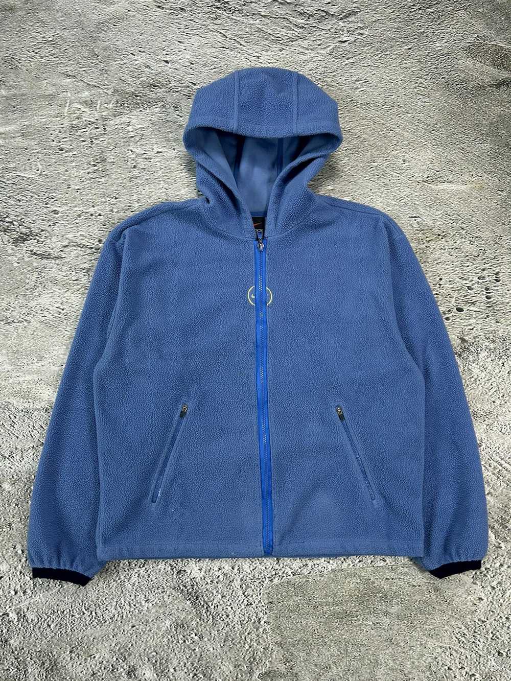 Nike × Vintage Nike fleece zip hoodie blue sherpa… - image 1