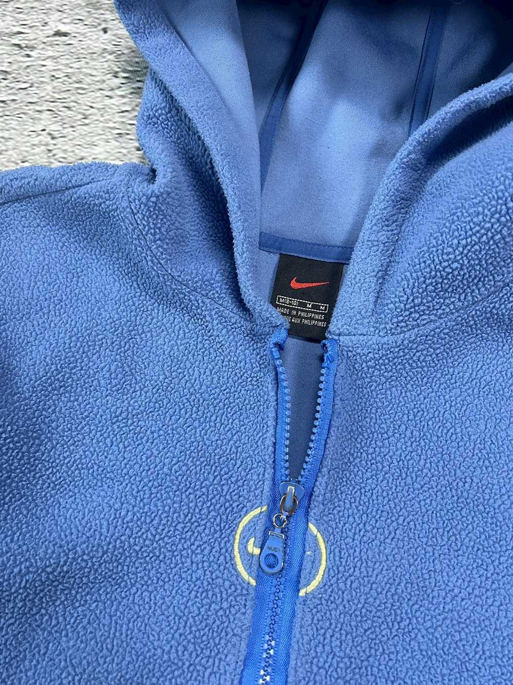 Nike × Vintage Nike fleece zip hoodie blue sherpa… - image 2