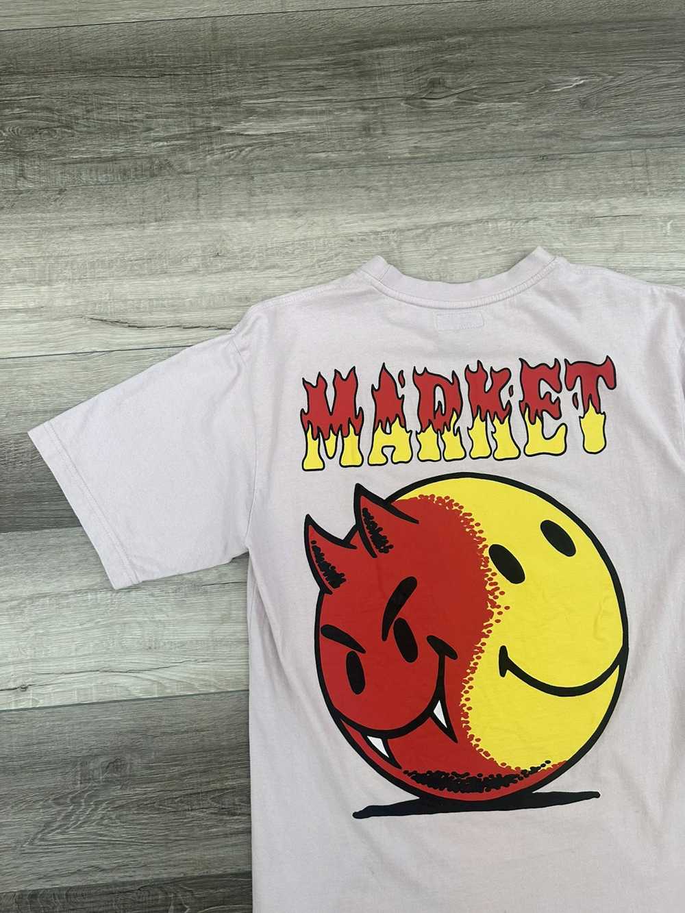 Market Market Devil / Smiley Face Flames Tee Sz. … - image 3