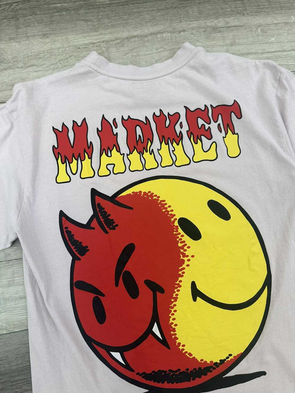 Market Market Devil / Smiley Face Flames Tee Sz. … - image 4