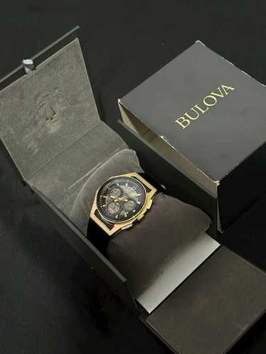 Bulova Bulova curv chronograph black leather gold 