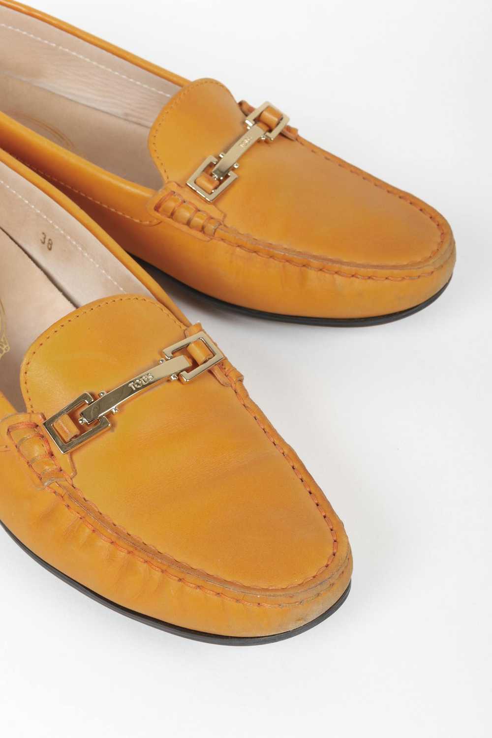 Tod's Tod's Orange Leather Driving Loafers - image 2