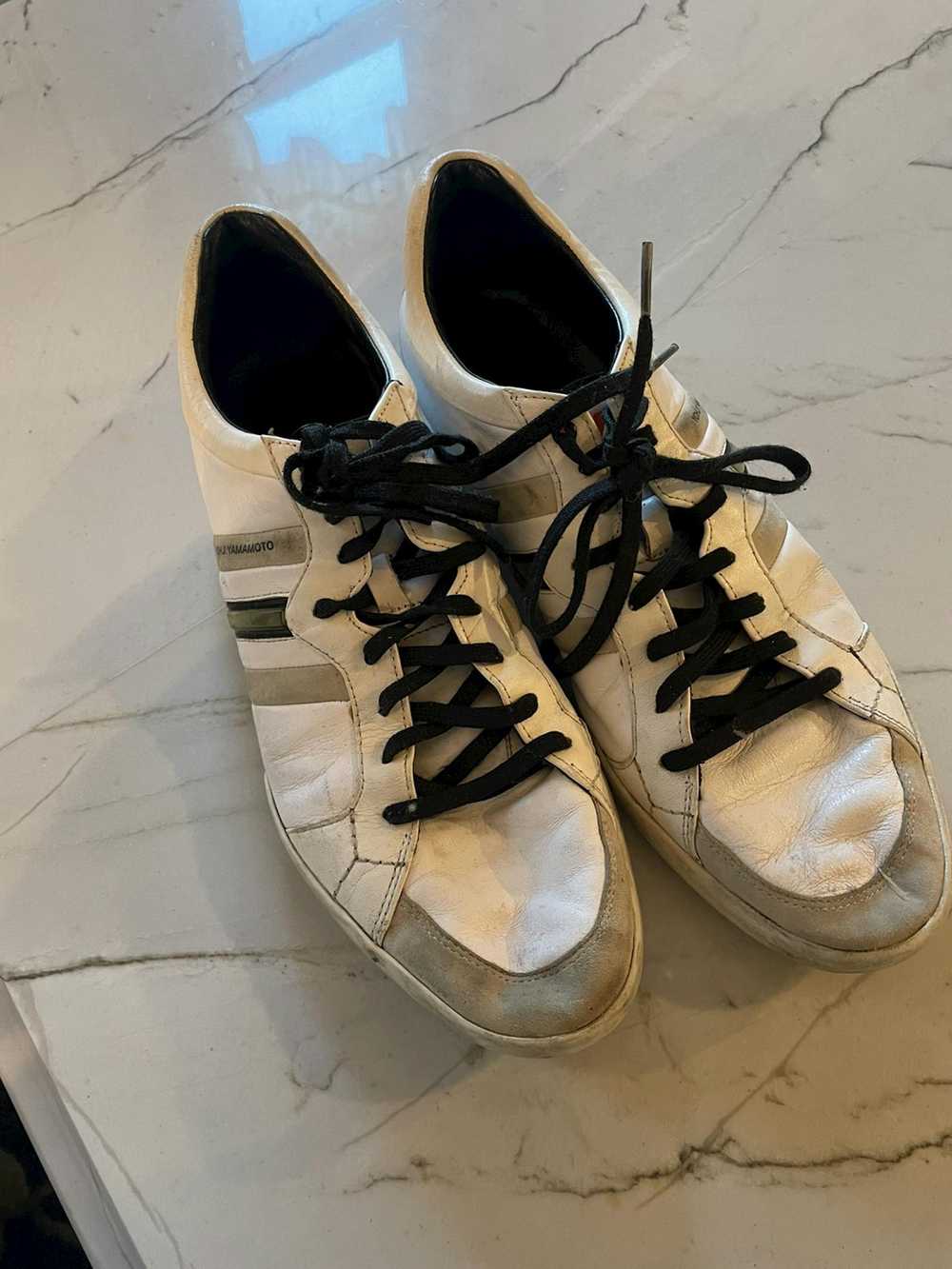 Y-3 Y-3 Yamamoto white leather low top sneakers - image 1